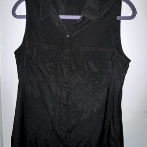 Express Black Sleeveless Button-Down Top
